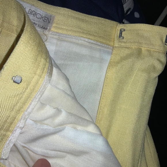 Barry Bricken vintage pleated yellow midi skirt Sz 4 lined pockets side close - Picture 5 of 8